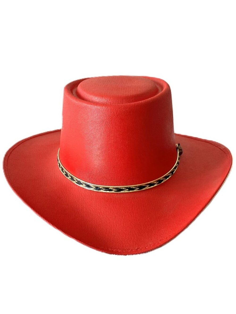 Summit Red Cowboy Hat Gambler Telescope Crown Gold Band Unisex Size 7 1/8 57